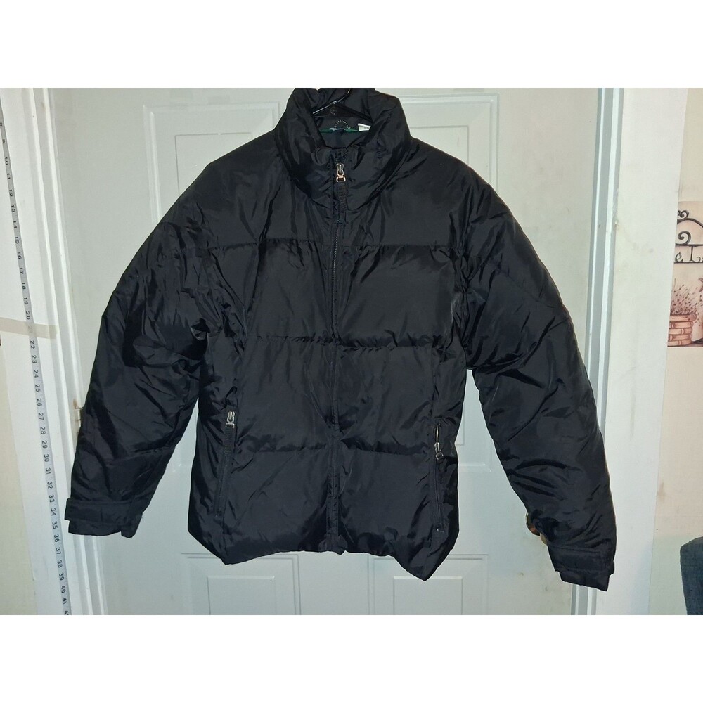L.L. Bean Women's Down Puffer Jacket Black Large LG Winter Coat 9DM27 Quilted